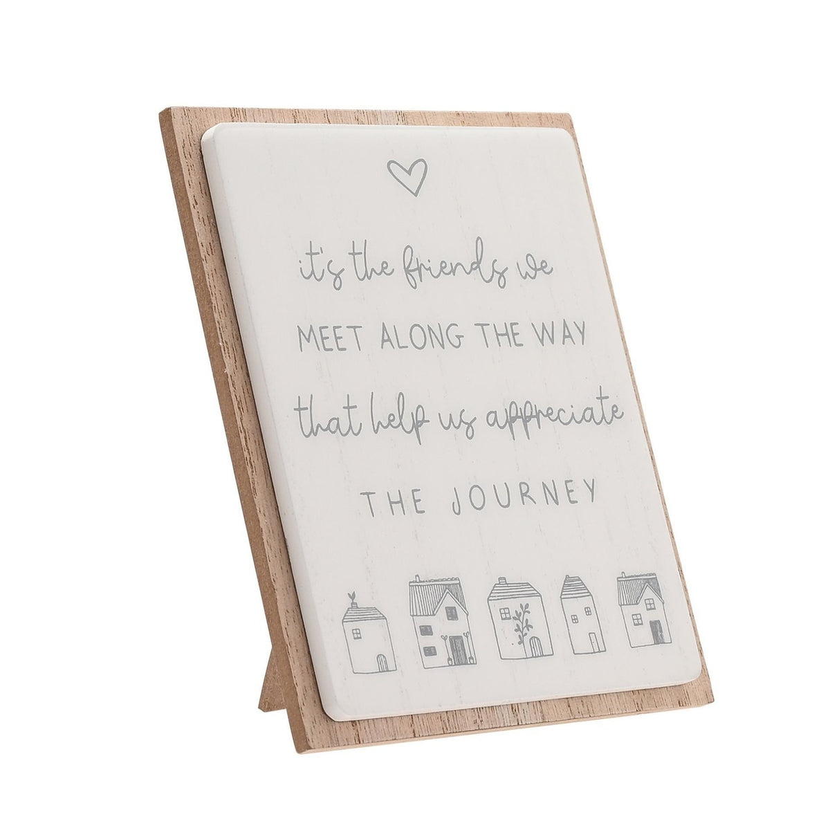 Friends Journey Layered Wooden Plaque with Stand - White