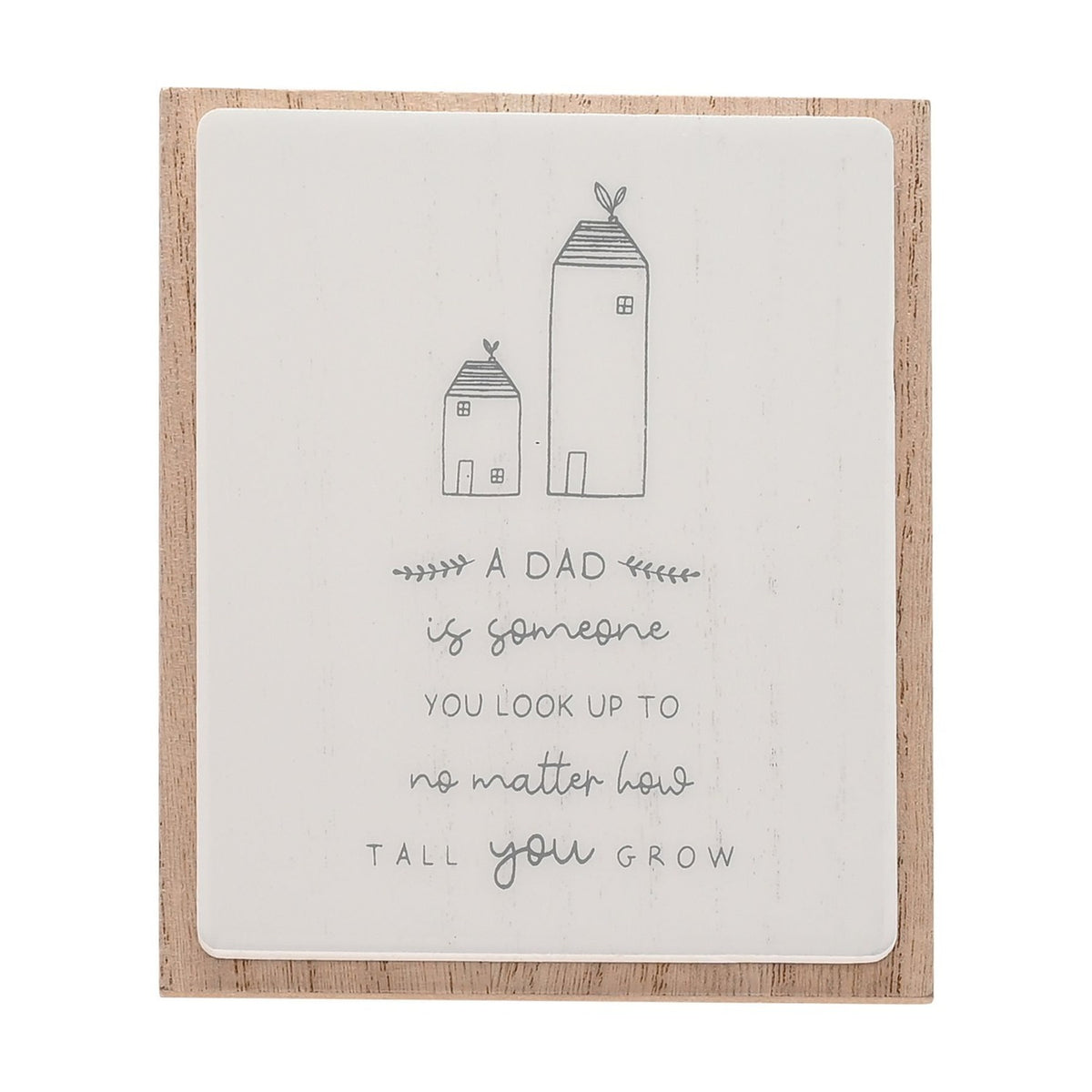 Dad Two Houses Layered Wooden Plaque with Easel Back - White