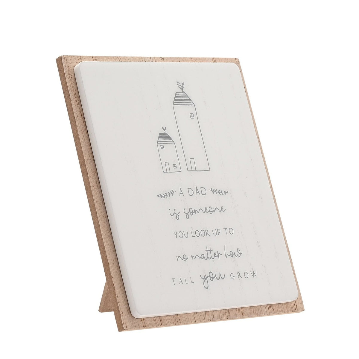 Dad Two Houses Layered Wooden Plaque with Easel Back - White