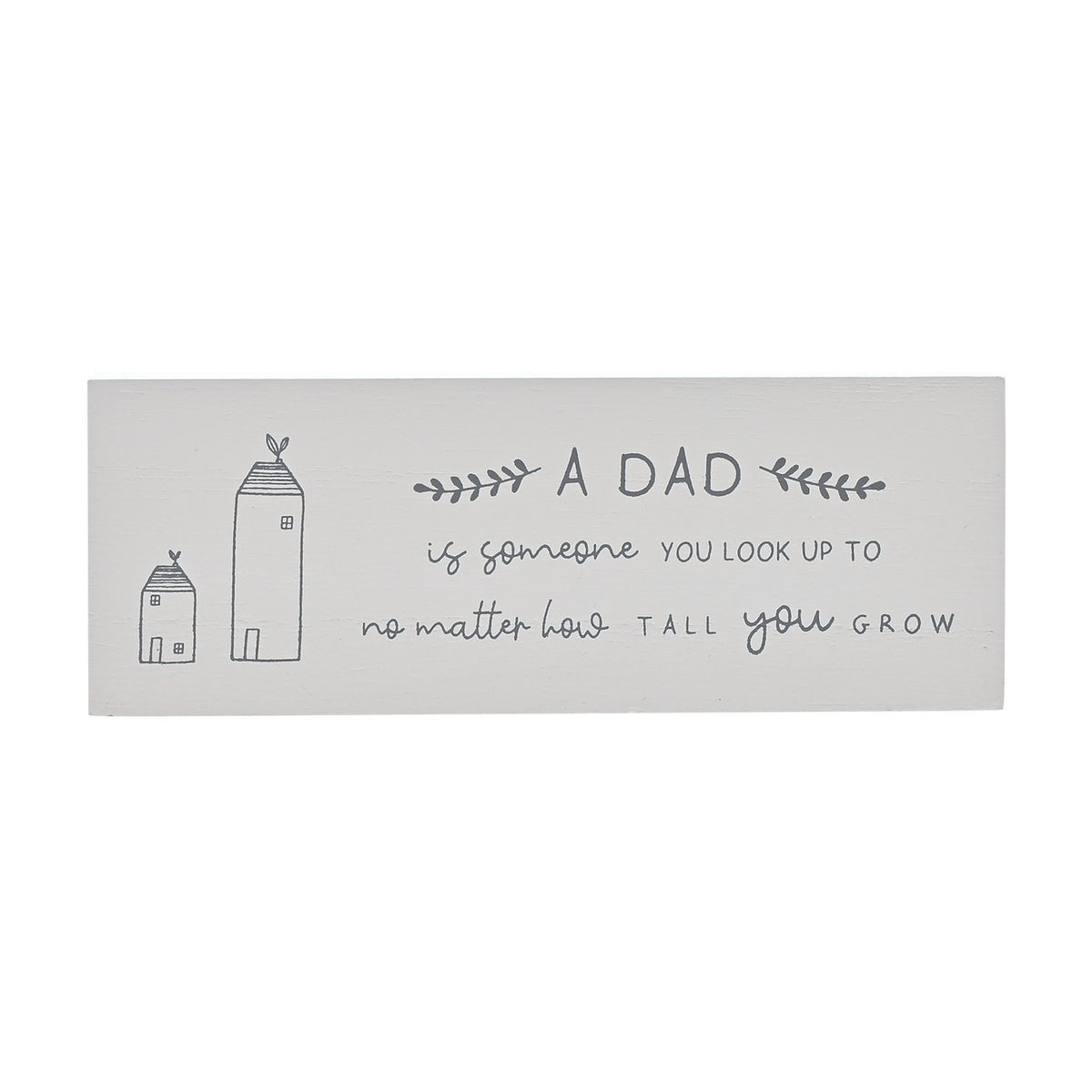 Dad Two Houses Rectangular Mini Wooden Mantel Plaque - White