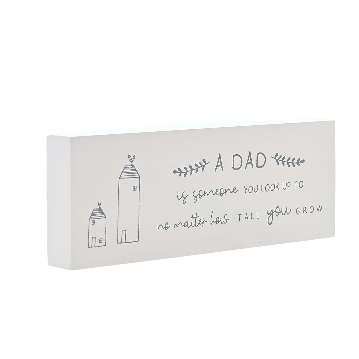 Dad Two Houses Rectangular Mini Wooden Mantel Plaque - White