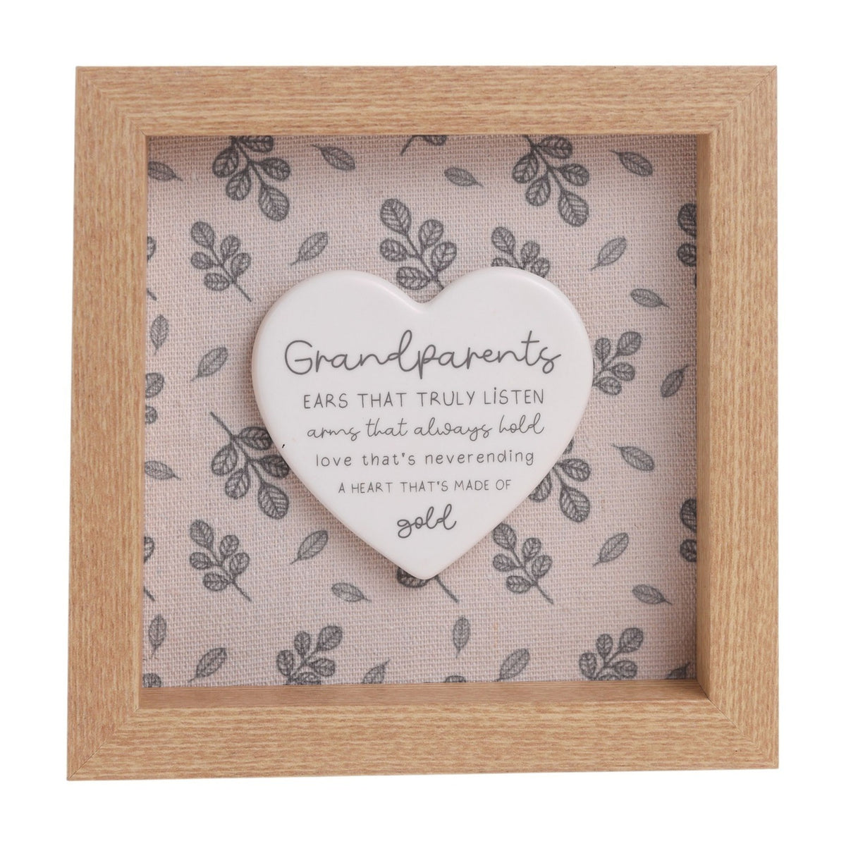 Grandparents Wooden Framed Plaque 15cm x 15cm - Off White