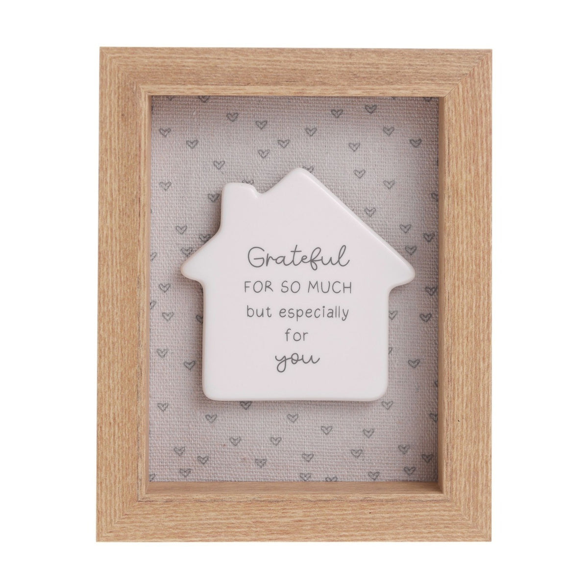 Grateful for You Wooden Framed Plaque 12cm x 15cm - Off White