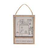 Home Mini Wooden Frame Plaque with Hanging Cord - White