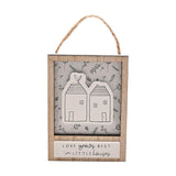 Two Little Houses Mini Wooden Frame Hanging Plaque - White