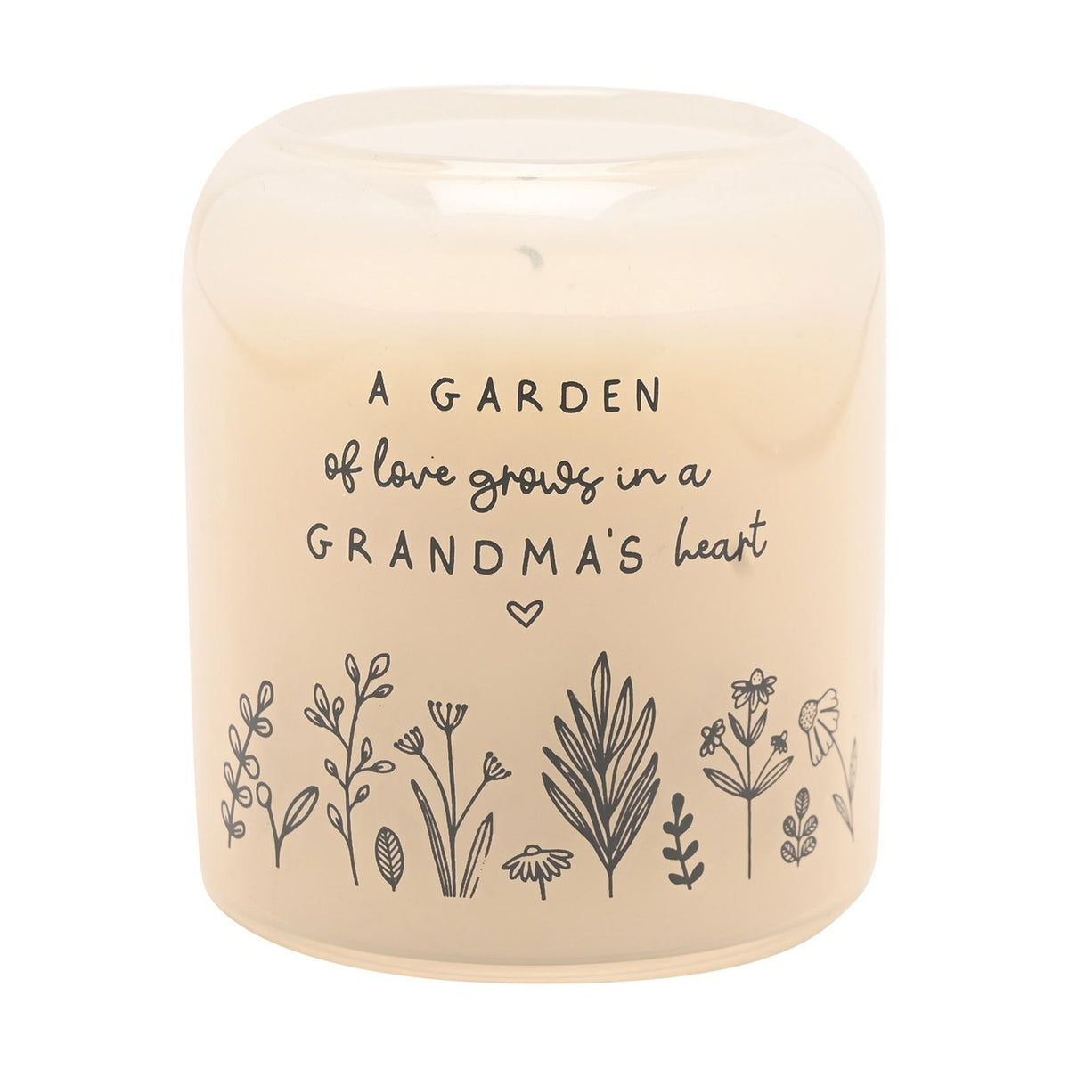 Grandma Floral Print Scented Candle 210g - Cream & Grey