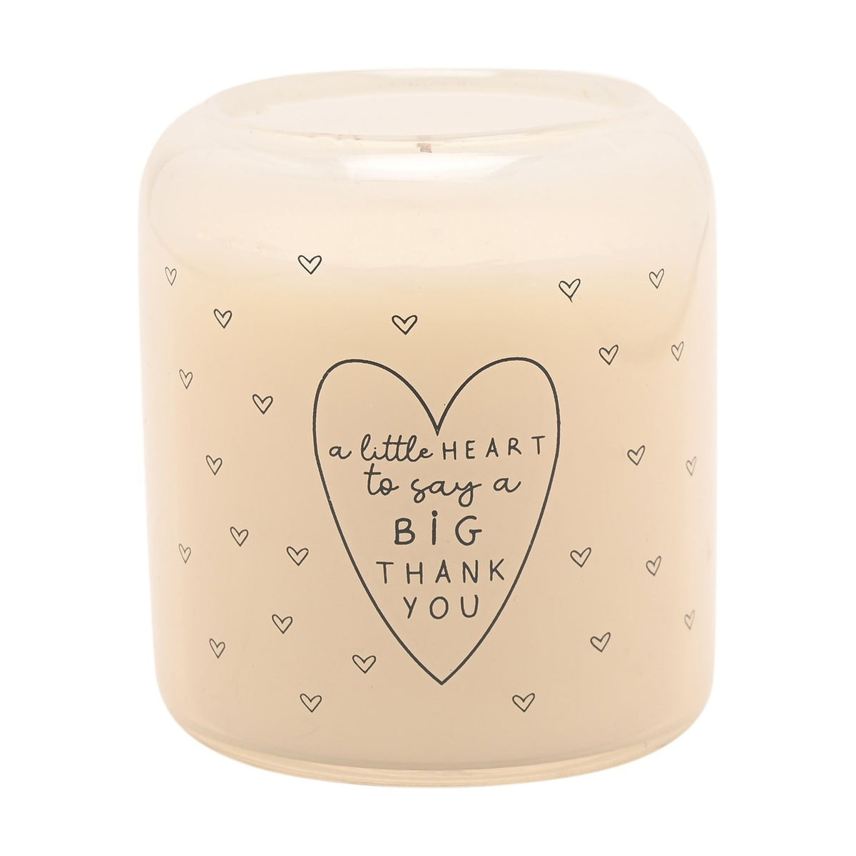 Thank You Heart Print Scented Candle 210g - Cream & Grey