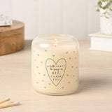 Thank You Heart Print Scented Candle 210g - Cream & Grey