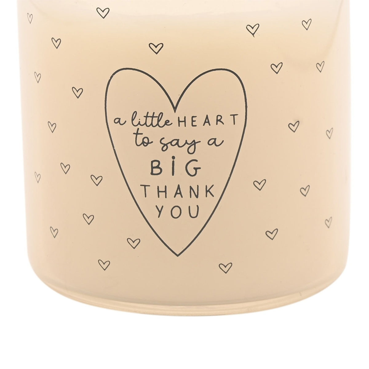 Thank You Heart Print Scented Candle 210g - Cream & Grey