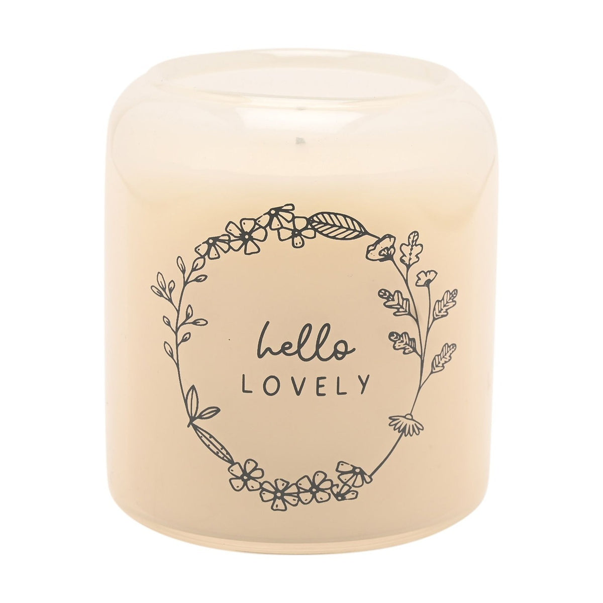 Hello Lovely Floral Wreath Round Scented Candle 210g - Cream