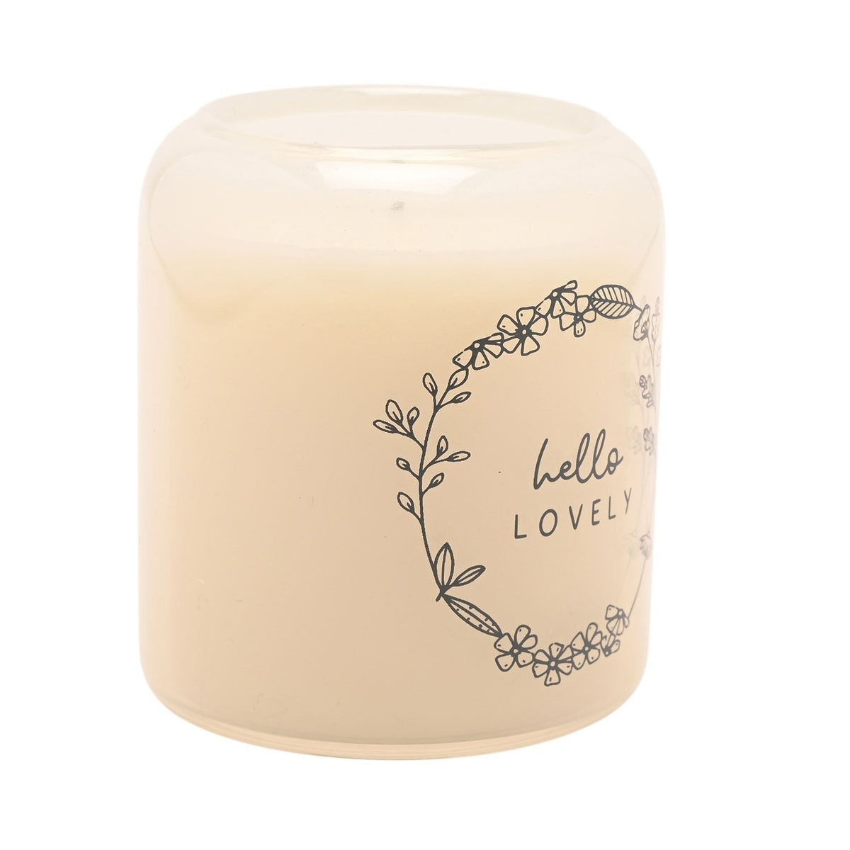 Hello Lovely Floral Wreath Round Scented Candle 210g - Cream