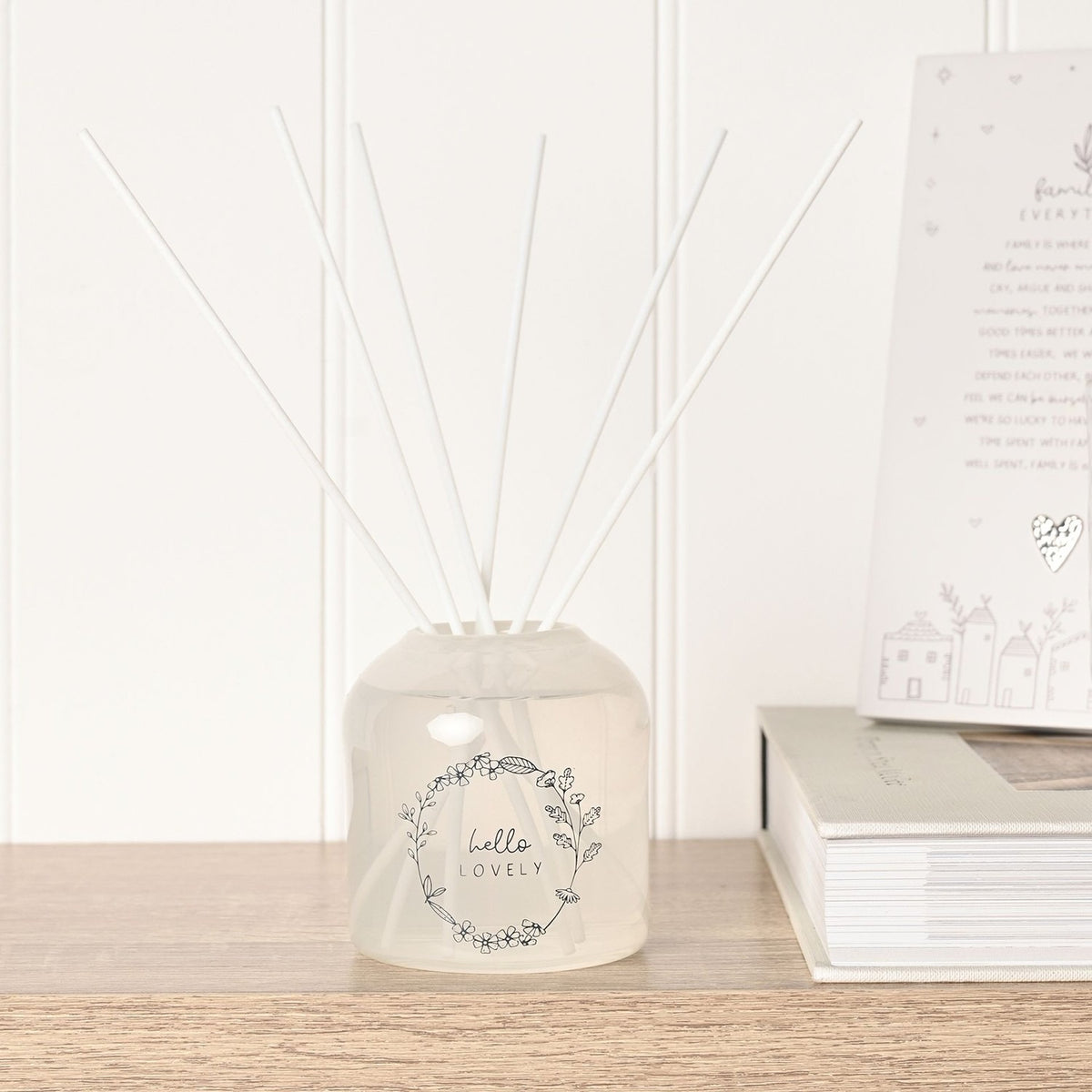 Hello Lovely Floral Print Reed Diffuser 200ml - Cream & Grey