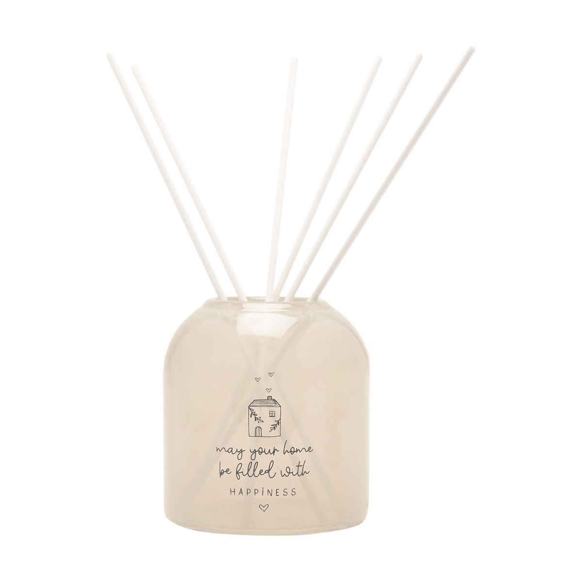 Happy Home Arched Frosted Reed Diffuser 200ml - Cream & Grey