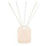 Thank You Heart Print Reed Diffuser 200ml in cream glass with grey heart detailing and tall white reeds, shown on a plain white background.