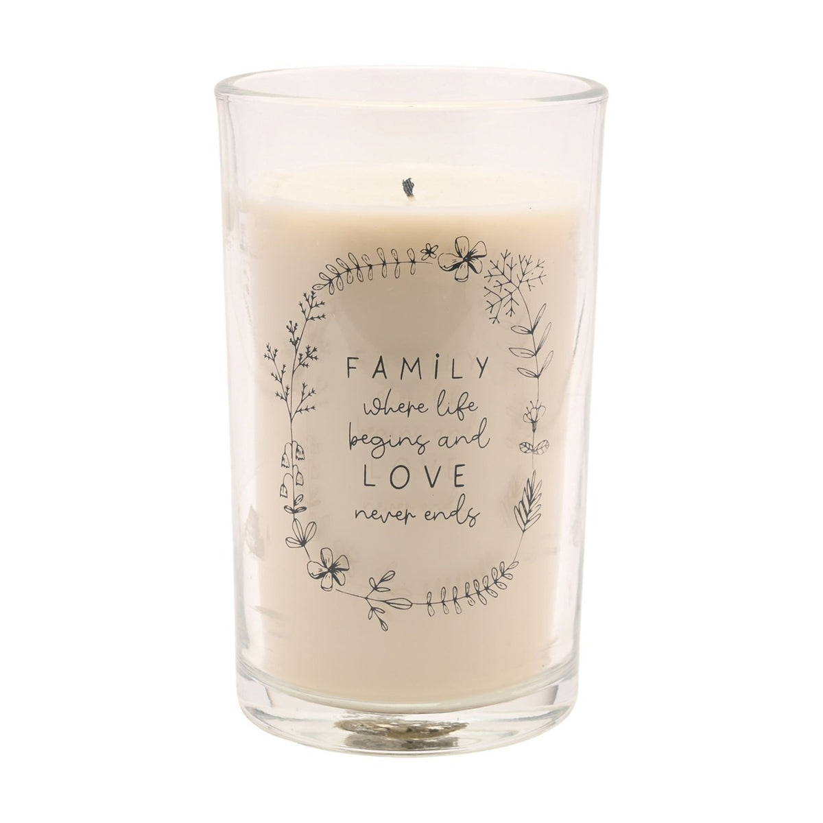 Family Botanical Tall Scented Candle 480g - Cream & Clear