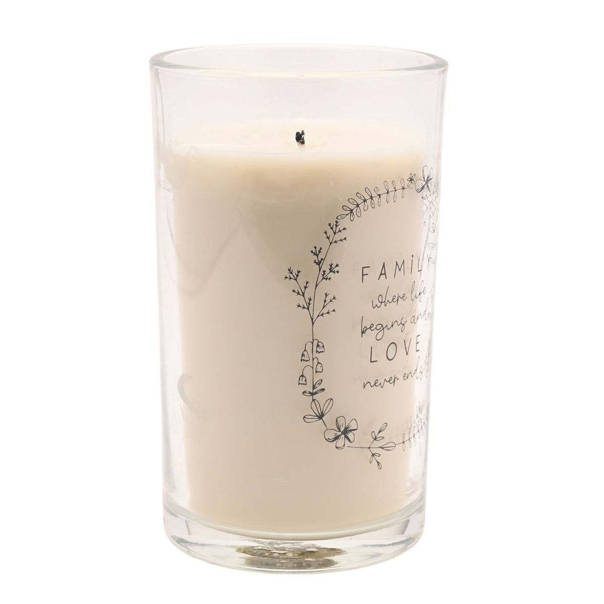 Family Botanical Tall Scented Candle 480g - Cream & Clear