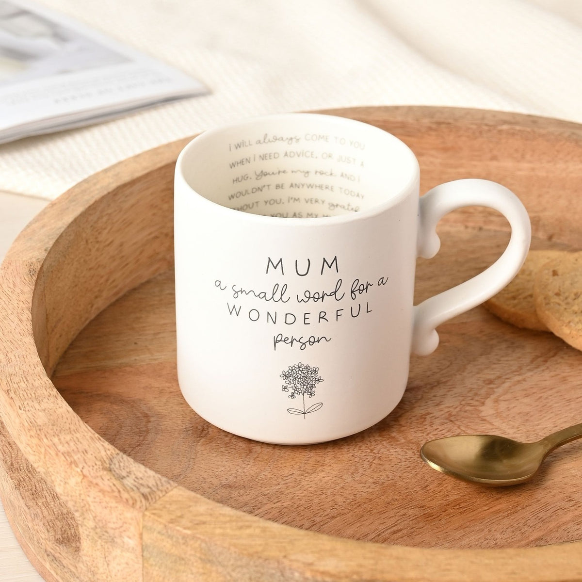 Mum Wonderful Person Mug with Inside Words 400ml - Cream