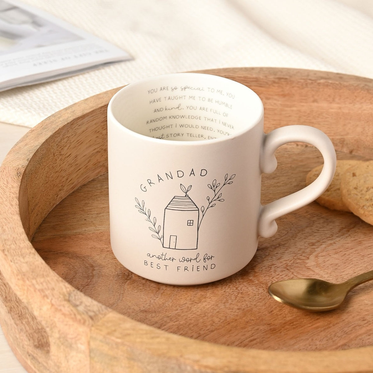 Grandad Best Friend Mug with Inside Words 400ml - Cream