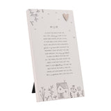 Mum Standing Verse Plaque with Heart - Off White & Grey