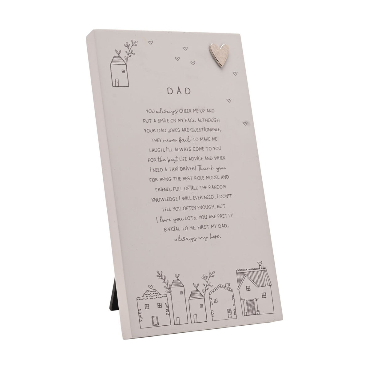 Dad Verse Standing Plaque with Heart and House Print - Grey