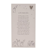 Grandad Standing Verse Plaque with Heart Ornament - Grey