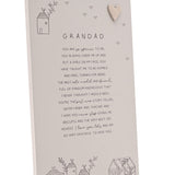 Grandad Standing Verse Plaque with Heart Ornament - Grey