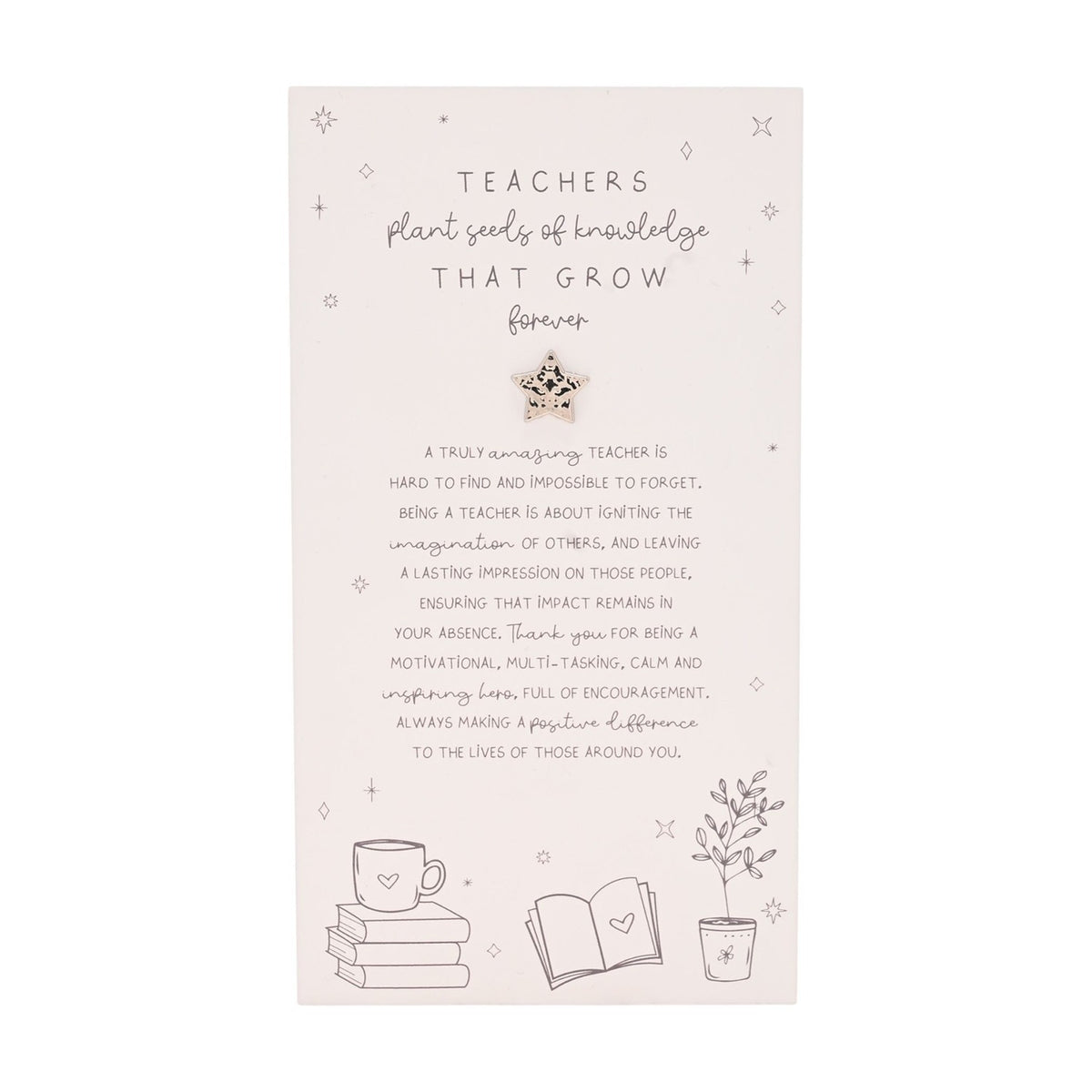 Teacher Standing Verse Plaque with Star - Off White & Grey
