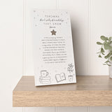 Teacher Standing Verse Plaque with Star - Off White & Grey