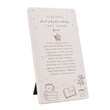 Teacher Standing Verse Plaque with Star - Off White & Grey