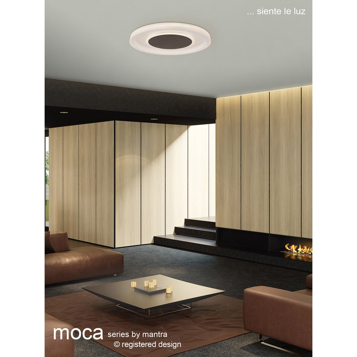 Moca LED Flush Ceiling Light 40W 4000K - White/Mocha