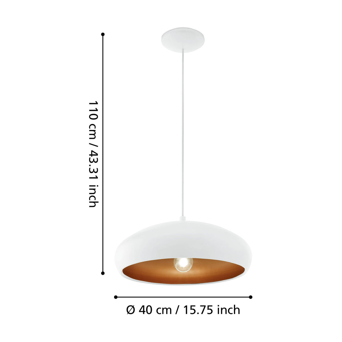 Mogano 1 Pendant Light - White & Copper