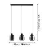 Molochio Smart Colour Changing Smoked Glass Linear Pendant Light