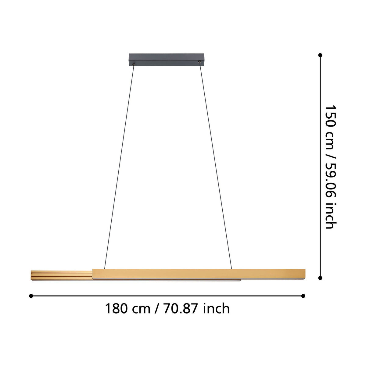 Montebuono 2 Light Pendant - Black, Brown & Gold