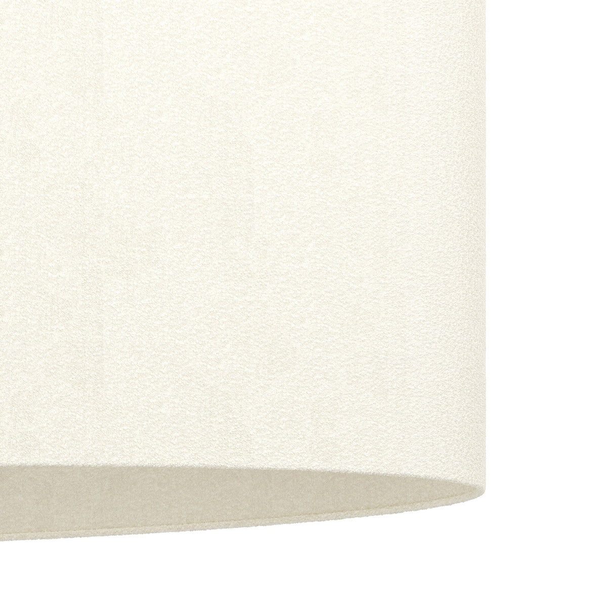 Close-up of the Morbarne pendant light's oval drum shade in cream-white fabric, showing the textured surface and rounded edge against a plain white background.