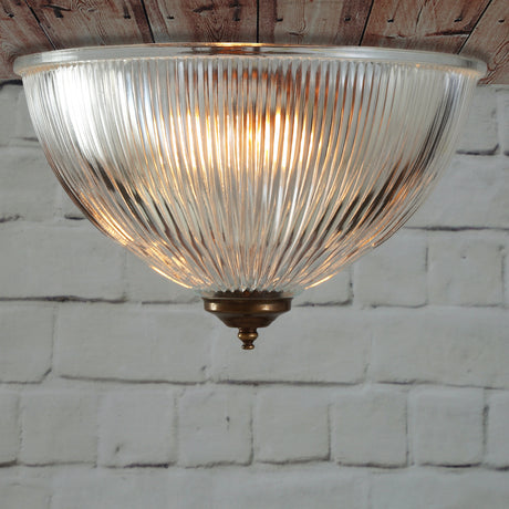 Moroni Twin Ribbed Glass Flush Ceiling Light