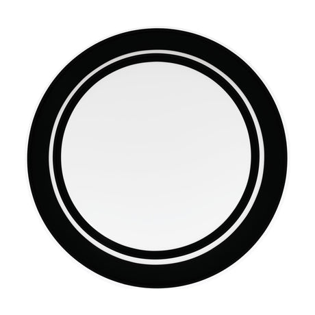 Moschetta LED Flush Ceiling Light 40cm in Black, round design with stepped black rings framing a white diffuser, integrated LED, shown on a plain white background.