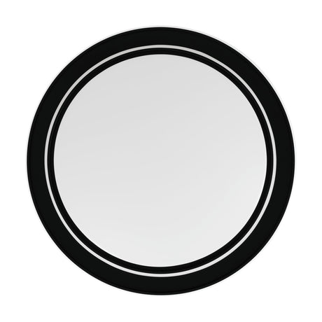 Moschetta LED Flush Ceiling Light 49cm in black, round steel frame with white diffuser and fine white ring detail, shown on a plain white background.