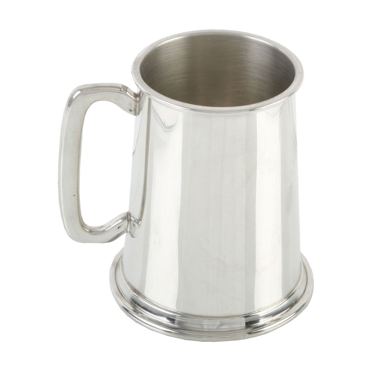 Plain Polished 1 Pint Beer Tankard with Metal Base - Silver