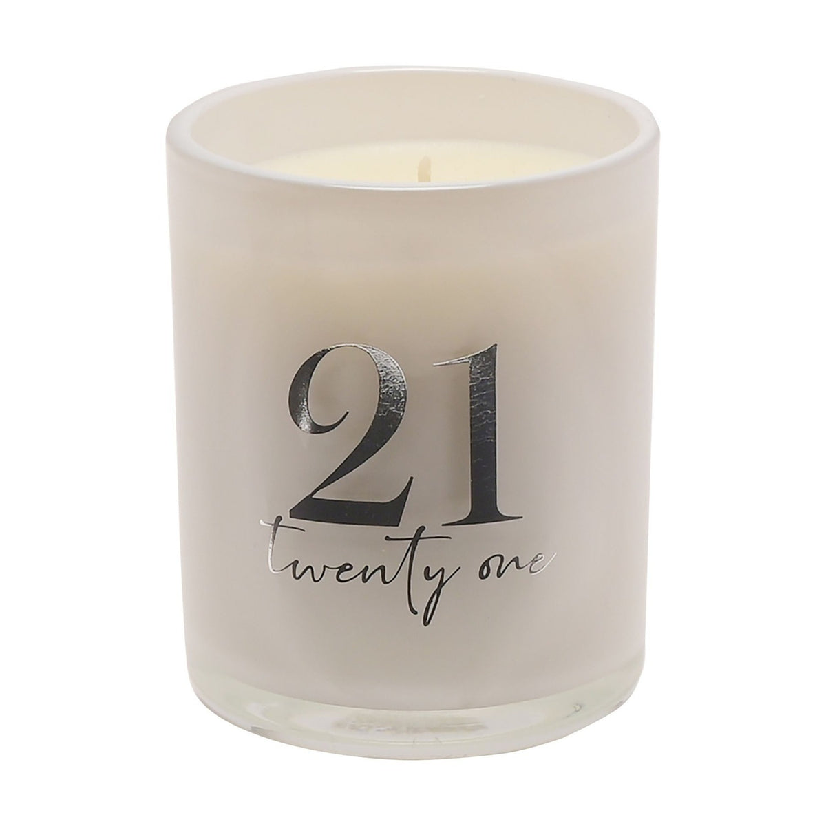 21 Twenty One Round Champagne Scented Candle 120g - White
