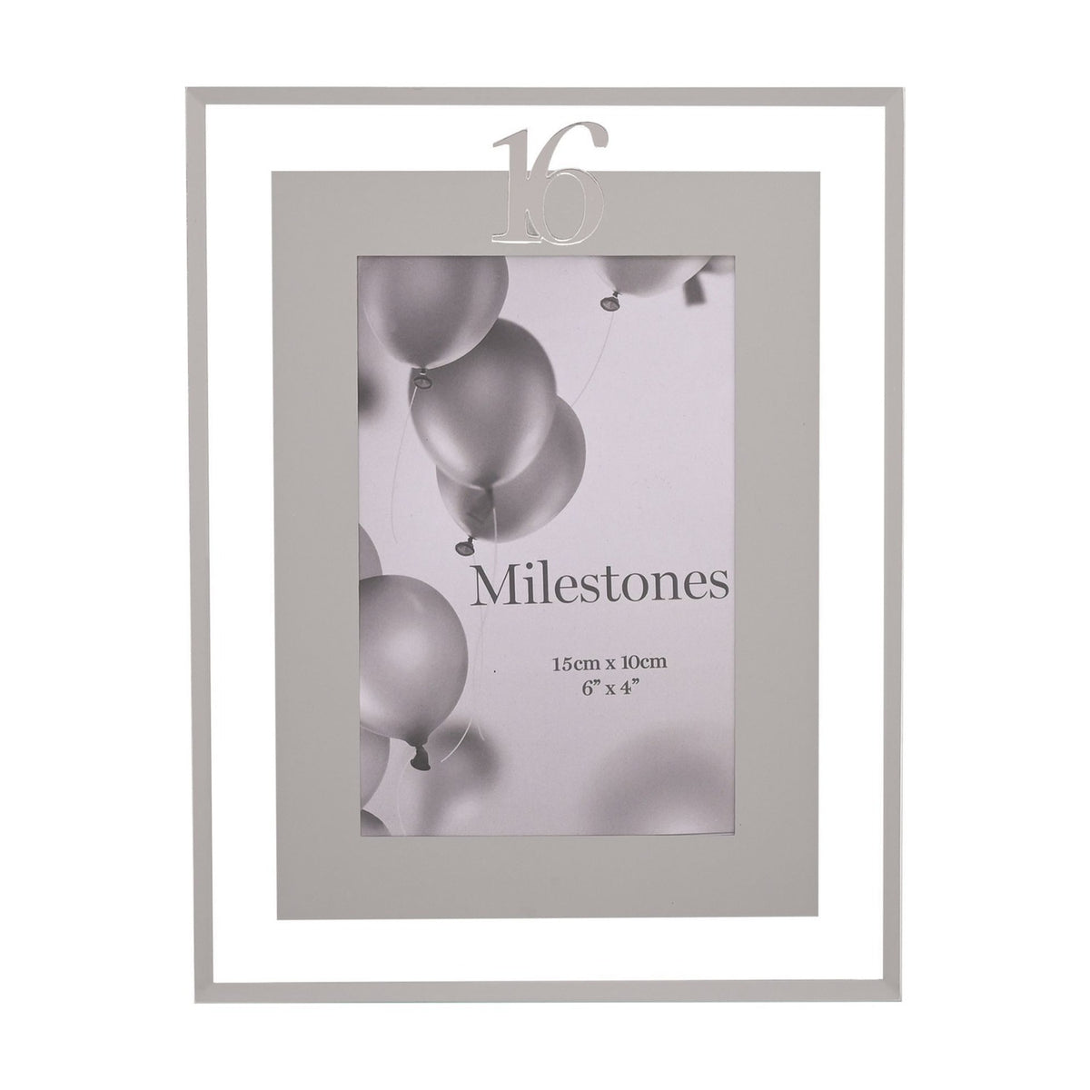 16th Birthday Mirror Border Photo Frame 6 x 4in - Silver