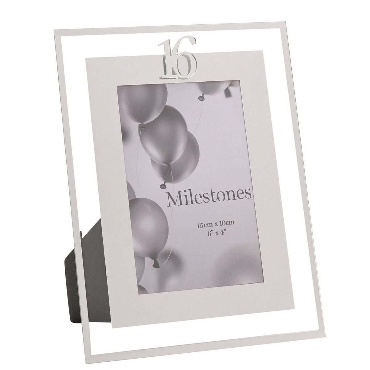 16th Birthday Mirror Border Photo Frame 6 x 4in - Silver