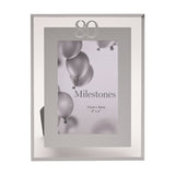 80th Birthday Mirror Border Photo Frame in silver, holding a 6 x 4in portrait photo with a silver "80" at the top, set on a plain white background.