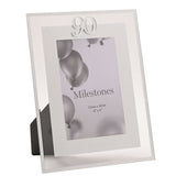 90th Birthday Mirror Border Photo Frame 6 x 4in - Silver