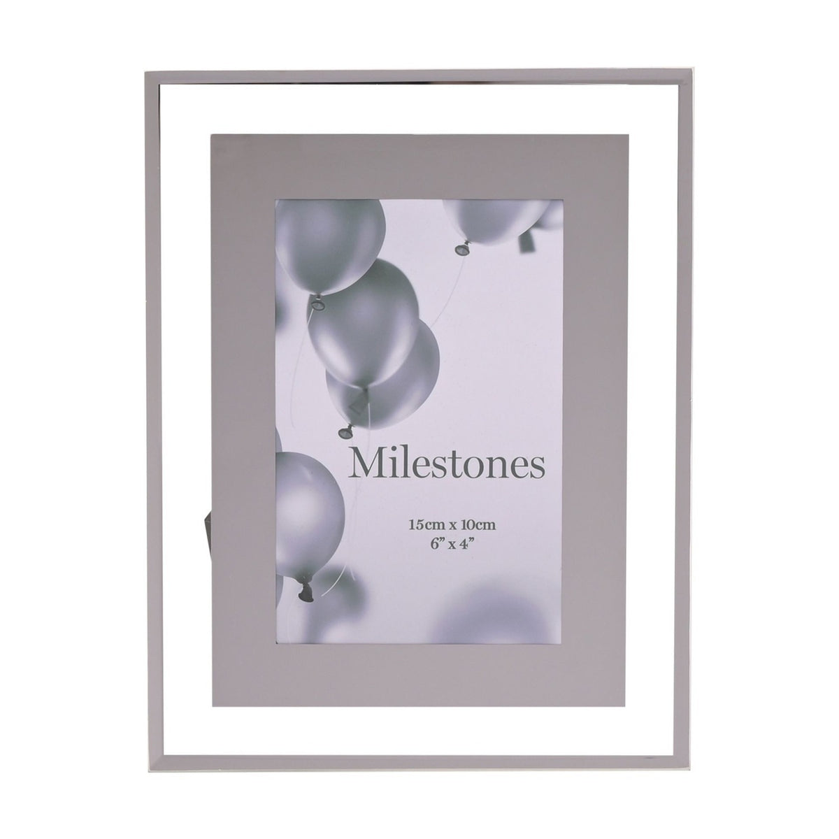 Plain Mirror Border Photo Frame 6 x 4in Portrait - Silver