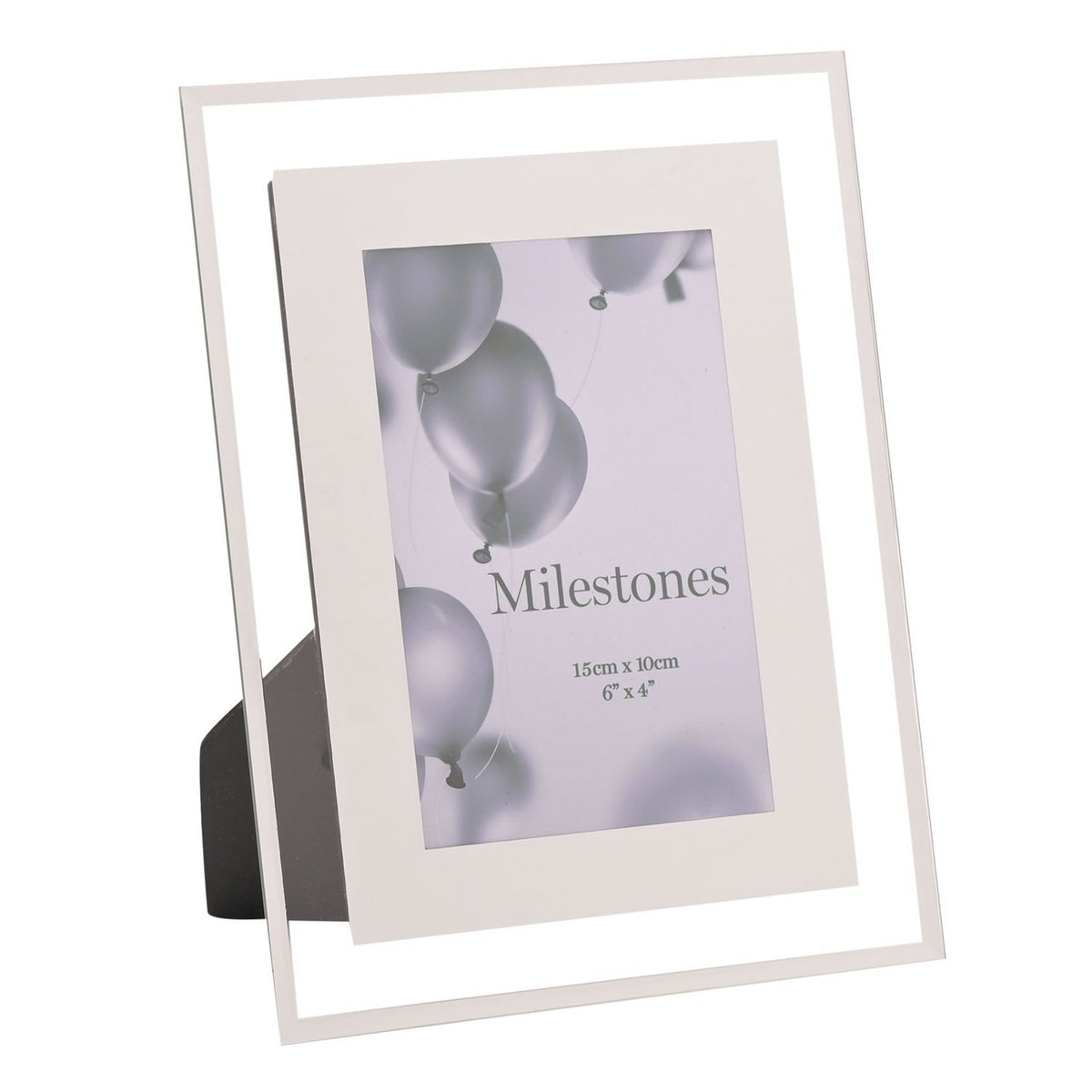 Plain Mirror Border Photo Frame 6 x 4in Portrait - Silver