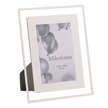 Plain Mirror Border Photo Frame 6 x 4in Portrait - Silver