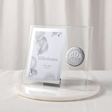 40th Glass Photo Frame with Metal Badge 6 x 4in - Clear & Silver