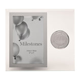 40th Glass Photo Frame with Metal Badge 6 x 4in - Clear & Silver