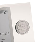 40th Glass Photo Frame with Metal Badge 6 x 4in - Clear & Silver