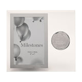 80th Birthday Metal Badge Glass Frame 6 x 4in - Clear & Silver